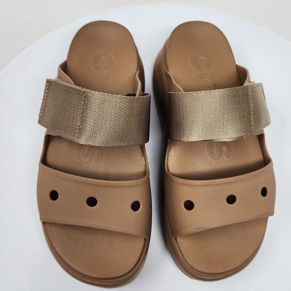 Crocs Soho Two-Strap Platform Slide Sandals Women 6M Sepia Brown Adjustable NWOB - Picture 3 of 11
